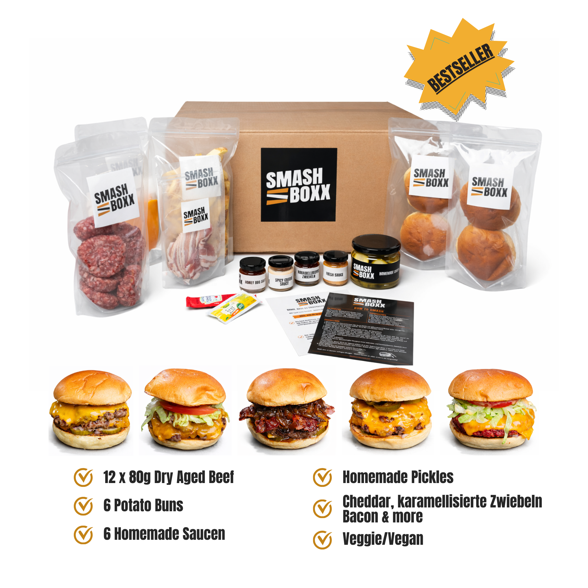 6er SMASHBOXX - Burger Baukasten für 4-6 Personen